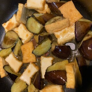 茄子と厚揚げ　味噌味の炒め煮